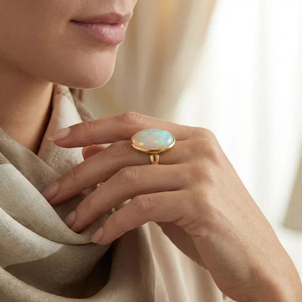 Opal_Gemstone_Ring_In_Gold_Tone_Bezel_Setting