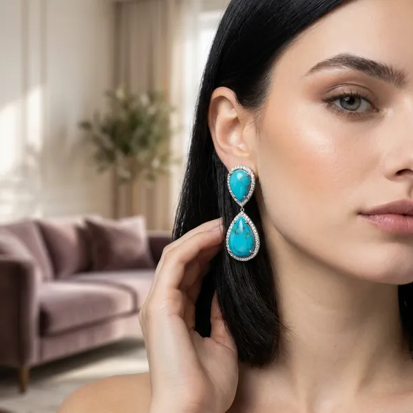 Turquoise_Blue_Crystal_Bordered_Teardrop_Statement_Earrings