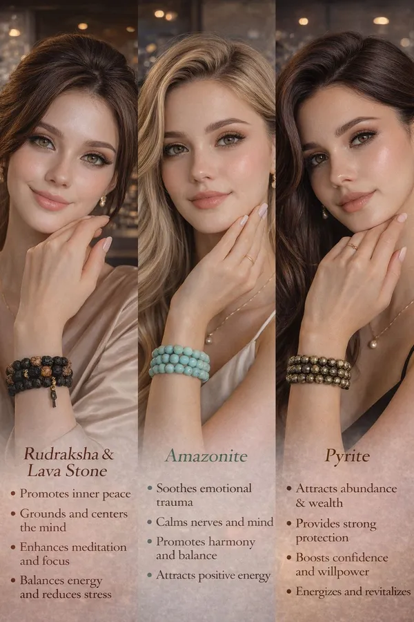 Multicolor_Healing_Crystal_Gemstone_Beaded_Bracelets_Set_Lava_Rudraksha_Amazonite_And_Pyrite_For_Unisex