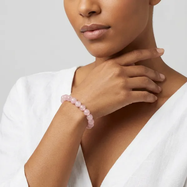 Pink_Rose_Quartz_Crystal_Beaded_Bracelet_For_Unisex