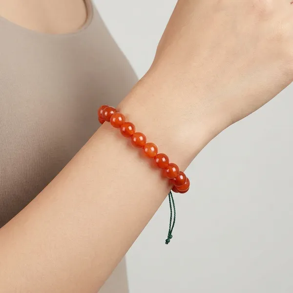 Orange_Orange_Red_Carnelian_Beaded_Bracelet_For_Unisex