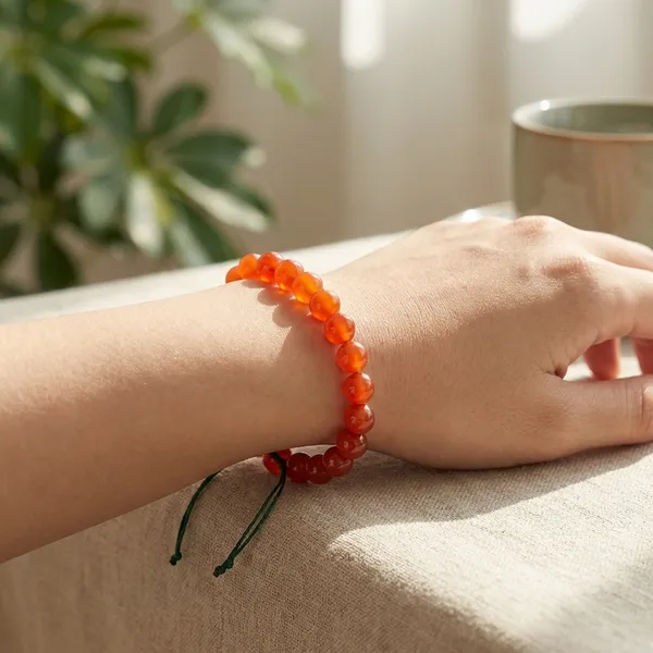 Orange_Orange_Red_Carnelian_Beaded_Bracelet_For_Unisex
