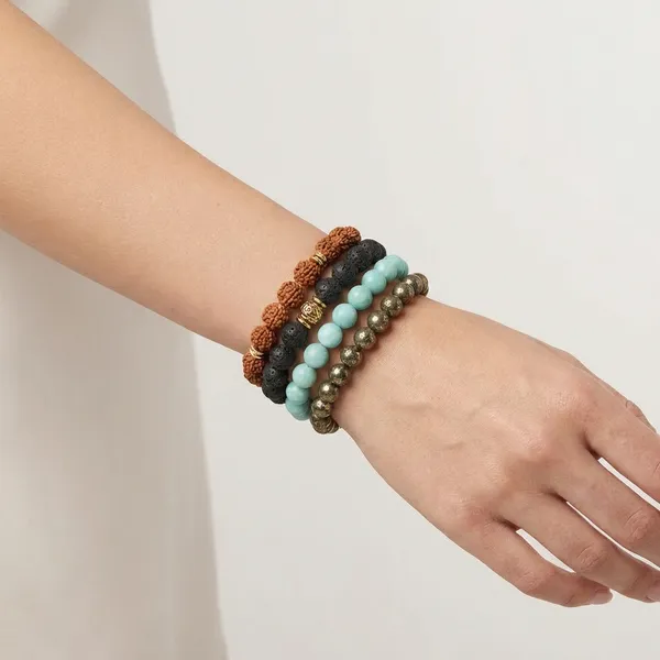 Multicolor_Healing_Crystal_Gemstone_Beaded_Bracelets_Set_Lava_Rudraksha_Amazonite_And_Pyrite_For_Unisex