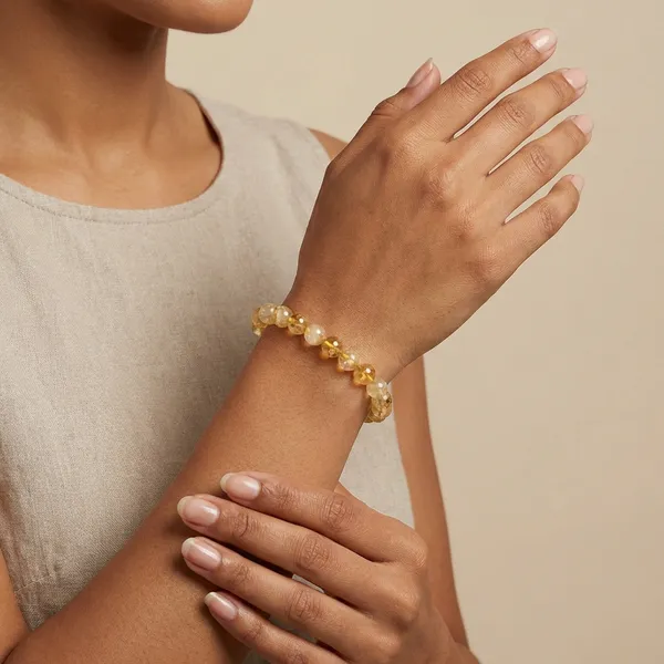 White_Natural_Citrine_Crystal_Bead_Bracelet_For_Unisex