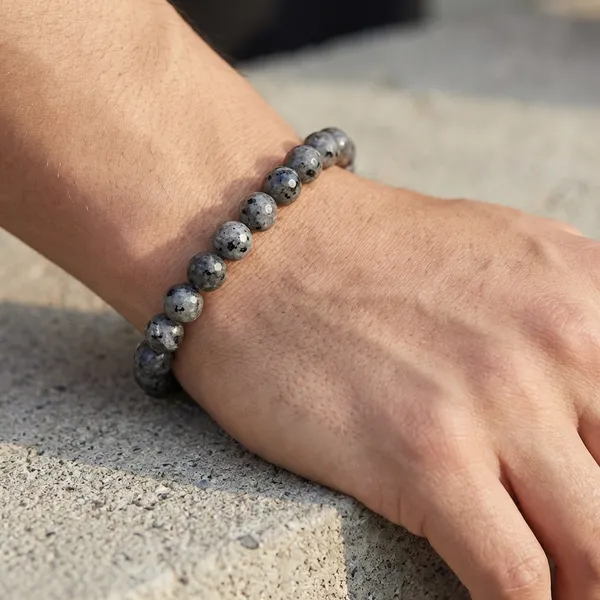 Silver_Black_Moon_Stone_Beaded_Bracelet_For_Unisex