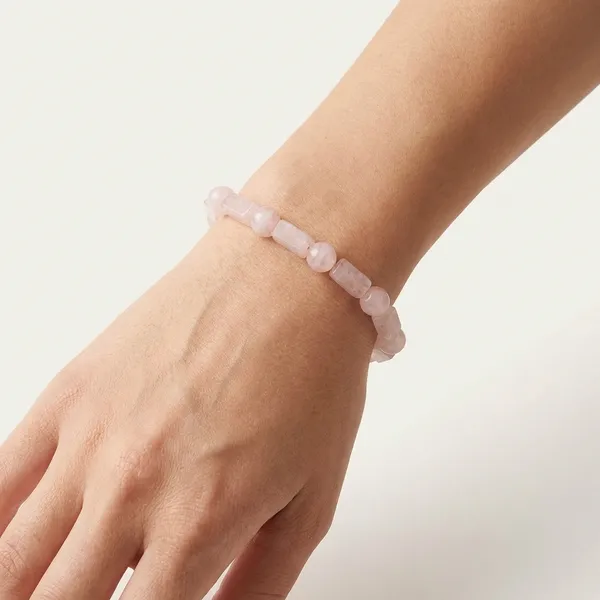 Pink_Rose_Quartz_Beaded_Stretch_Bracelet_For_Women