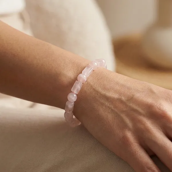 Pink_Rose_Quartz_Beaded_Stretch_Bracelet_For_Women