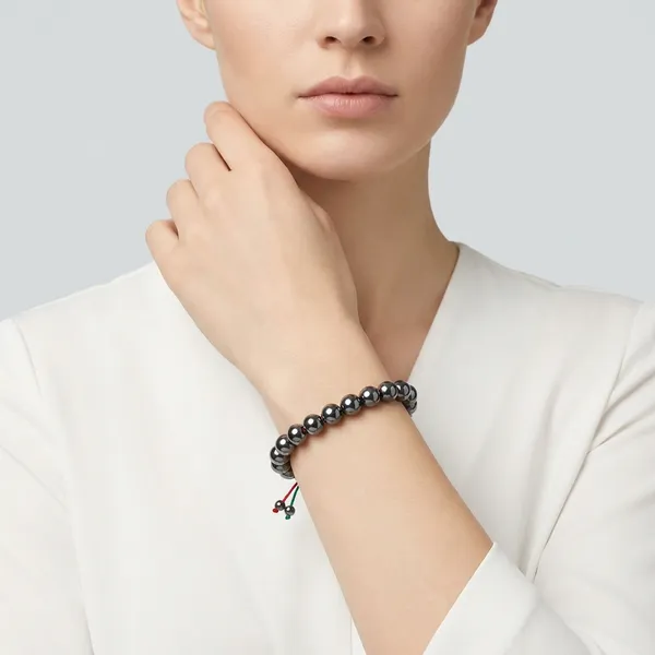 Silver_Hematite_Beaded_Stretch_Bracelet_For_Unisex
