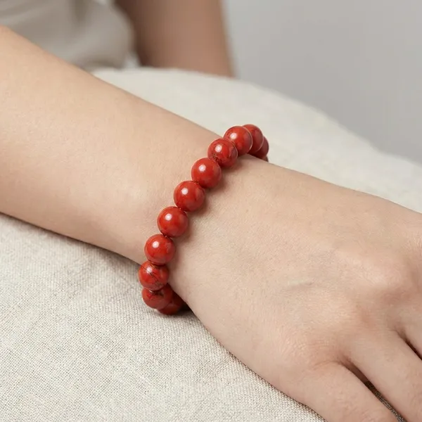 Orange_Natural_Jasper_Beaded_Bracelet_For_Unisex