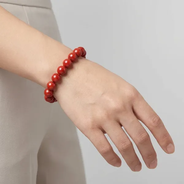 Orange_Natural_Jasper_Beaded_Bracelet_For_Unisex