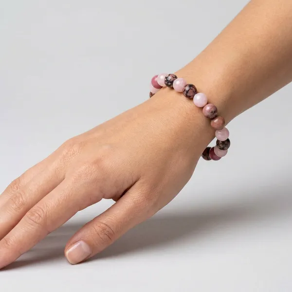 Pink_Rhodonite_Sunstone_Rosequartz_Stretch_Love_Bracelet_For_Unisex