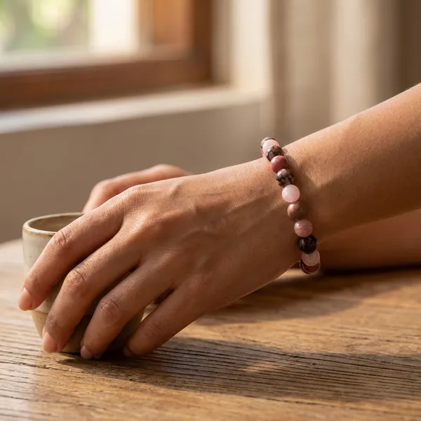 Pink_Rhodonite_Sunstone_Rosequartz_Stretch_Love_Bracelet_For_Unisex