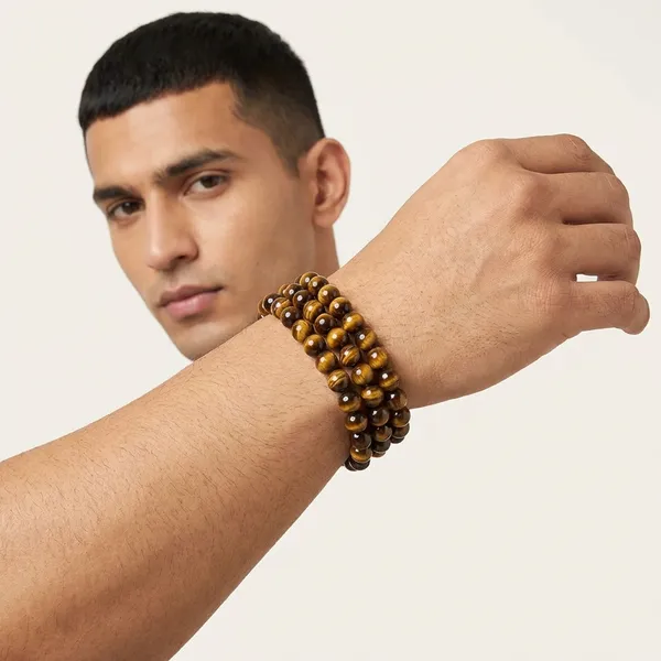 Brown_Natural_Tigers_Eye_Stone_Beaded_Bracelets_Set_For_Unisex