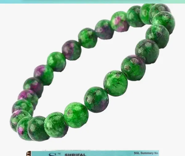 Green_Natural_Ruby_Zoisite_Green_And_Purple_Gemstone_Beaded_Stretch_Bracelet_For_Women