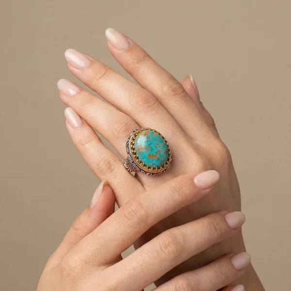 Natural_Turquoise_Stone_Ring_With_Silver_Band_And_Gold_Crown_Setting