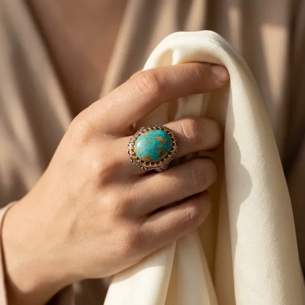 Natural_Turquoise_Stone_Ring_With_Silver_Band_And_Gold_Crown_Setting