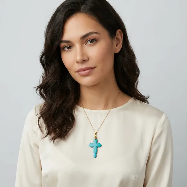 Turquoise_Cross_Pendant_Necklace_With_Gold_Chain