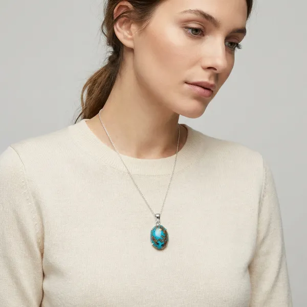 Blue_Copper_Turquoise_Gemstone_Pendant_In_Sterling_Silver