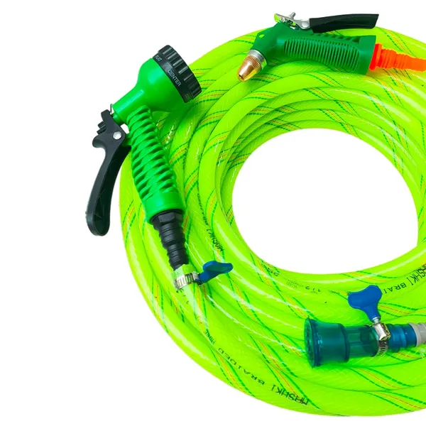 1/2_Inch_3-Layered_Braided_Water_Hose_Pipe_With_Water_Sprayer,_Tap_Connector_&_Clamps_For_Gardening,_Car_Washing,_Home_Use_Etc