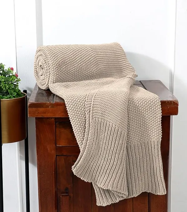 RAMDA_Knitted_Cotton_Throw_Blanket_–_Multipurpose_Lightweight,_Breathable_&_Cozy_Throws_for_Sofa_or_Bed_(Cotton)_(50x60_Inches)_(Beige)
