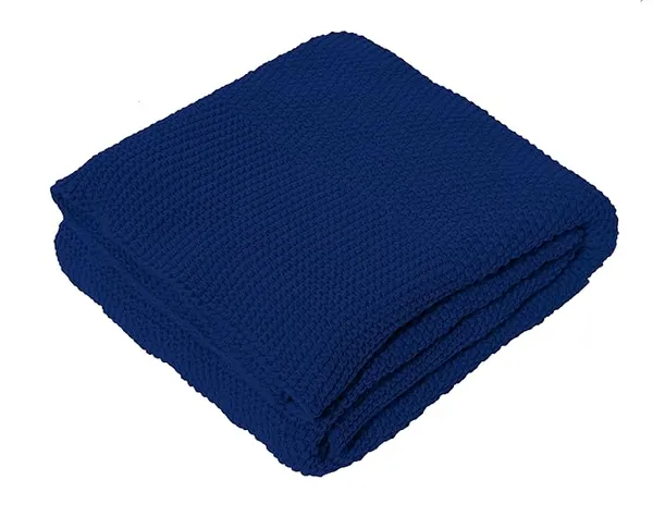 RAMDA_Knitted_Cotton_Throw_Blanket_–_Multipurpose_Lightweight,_Breathable_&_Cozy_Throws_for_Sofa_or_Bed_(Cotton)_(50x60_Inches)_(Dark_Blue)