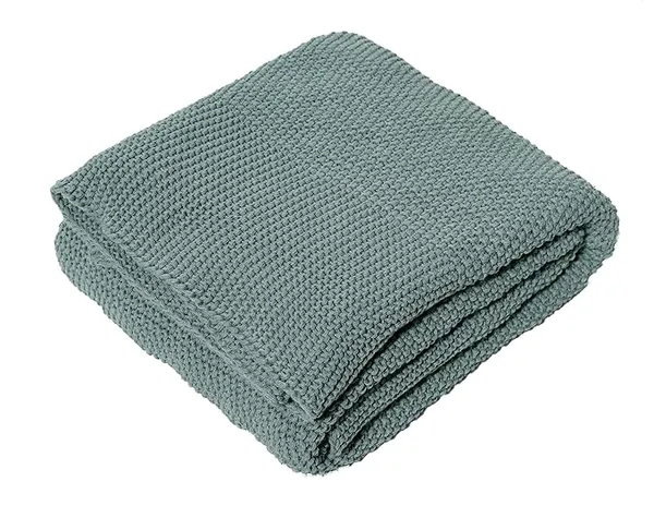 RAMDA_Knitted_Cotton_Throw_Blanket_–_Multipurpose_Lightweight,_Breathable_&_Cozy_Throws_for_Sofa_or_Bed_(Cotton)_(50x60_Inches)_(Green)