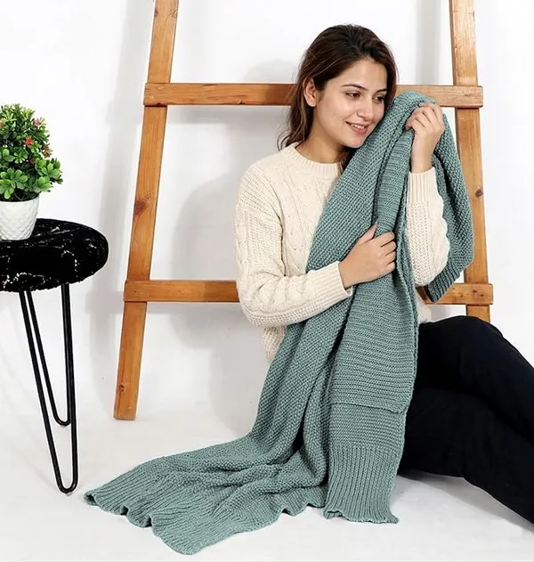 RAMDA_Knitted_Cotton_Throw_Blanket_–_Multipurpose_Lightweight,_Breathable_&_Cozy_Throws_for_Sofa_or_Bed_(Cotton)_(50x60_Inches)_(Green)
