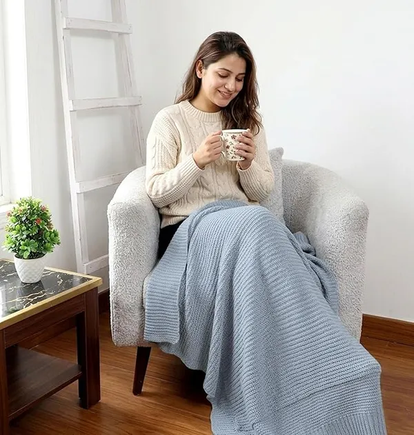 RAMDA_Knitted_Cotton_Throw_Blanket_–_Multipurpose_Lightweight,_Breathable_&_Cozy_Throws_for_Sofa_or_Bed_(Cotton)_(50x60_Inches)_(Grey)