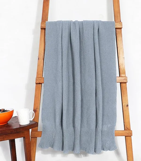 RAMDA_Knitted_Cotton_Throw_Blanket_–_Multipurpose_Lightweight,_Breathable_&_Cozy_Throws_for_Sofa_or_Bed_(Cotton)_(50x60_Inches)_(Grey)