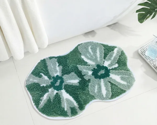 Pack_Of_2_Multicolor_And_Green_Green_Microfiber_Self_Design_Rectangular_Mat_For_Door_And_Floor