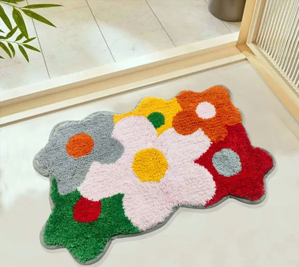 Pack_Of_2_Multicolor_And_Green_Green_Microfiber_Self_Design_Rectangular_Mat_For_Door_And_Floor