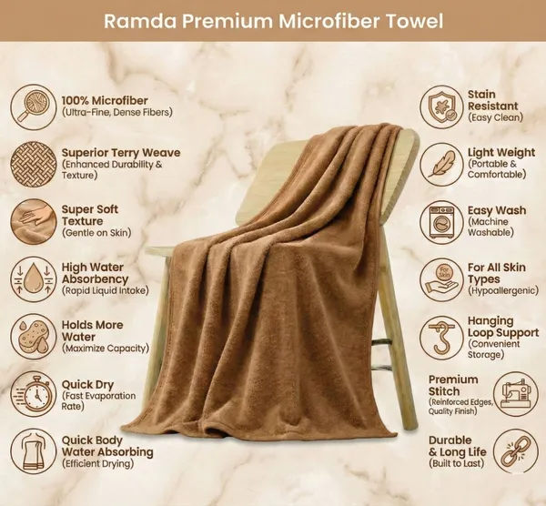 Beige_Microfiber_Plain__Towel_For_Women_And_Men