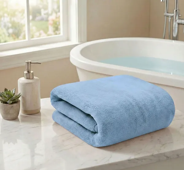 Blue_Microfiber_Plain__Towel_For_Women_And_Men