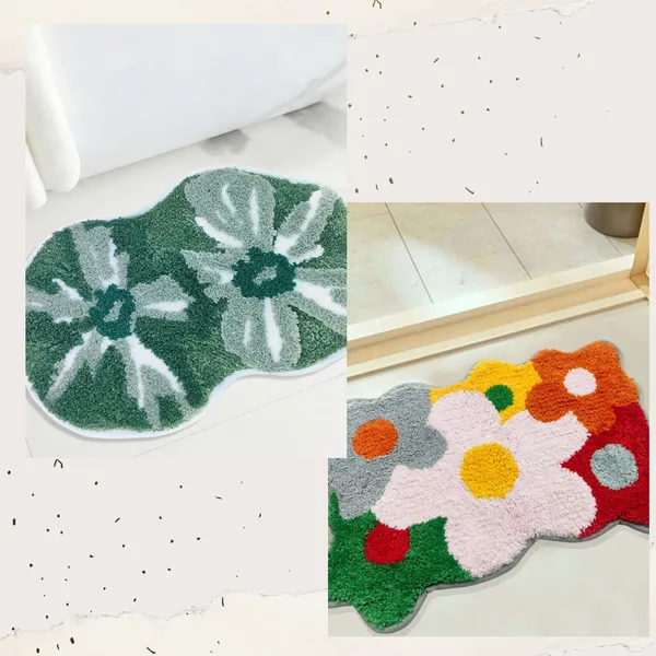 Pack_Of_2_Multicolor_And_Green_Green_Microfiber_Self_Design_Rectangular_Mat_For_Door_And_Floor