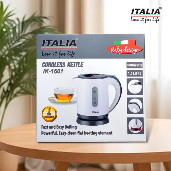 ITALIA_1_Litre_1000W_Electric_Kettle_|_Cool_Touch_Body,_Auto_Shut-Off_&_Boil-Dry_Protection_|_Cordless_Jug_for_Tea_&_Coffee_|_Water_Boiler