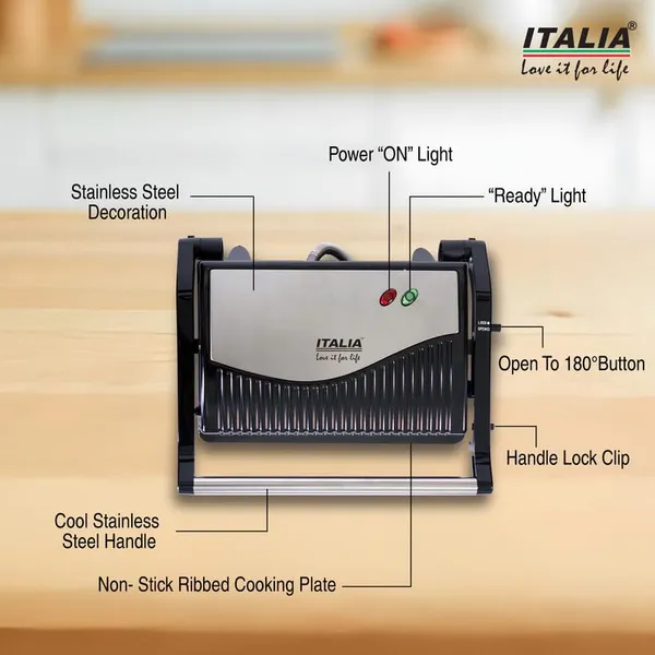 ITALIA_750W_Grill_&_Panini_Press_|_Non-Stick_Sandwich_Maker_with_Open_Grill_&_Removable_Drip_Tray