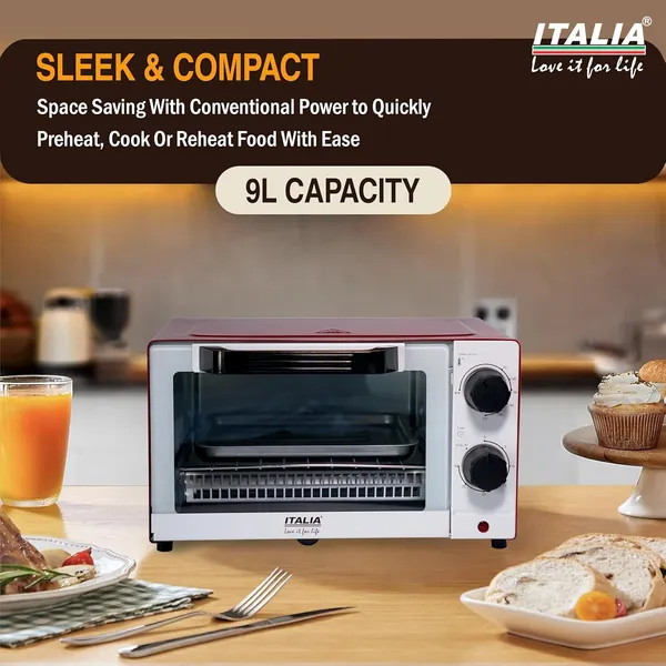 ITALIA_9_Litre_1000W_Oven_Toaster_Griller_(OTG)_|_Compact_Oven_for_Baking,_Grilling_&_Toasting_|_Adjustable_Temperature_Control_&_30-Min_Timer