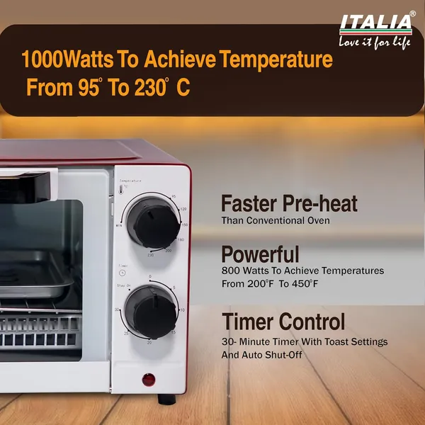 ITALIA_9_Litre_1000W_Oven_Toaster_Griller_(OTG)_|_Compact_Oven_for_Baking,_Grilling_&_Toasting_|_Adjustable_Temperature_Control_&_30-Min_Timer