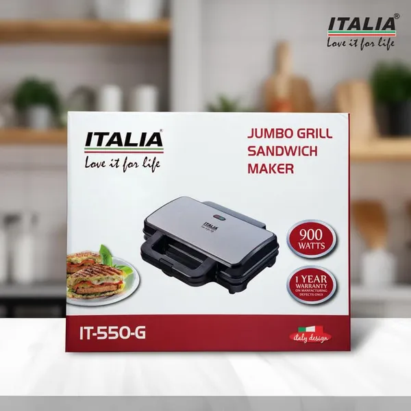 ITALIA_900W_Jumbo_Grill_&_Panini_Press_|_Non-Stick_Sandwich_Maker_with_Floating_Hinge_&_Shockproof_Body