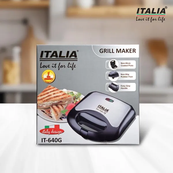 ITALIA_750W_Grill_Sandwich_Maker_&_Panini_Press_|_Non-Stick_Plates_for_Easy_Cleaning_|_Compact_Design_with_Handle_Lock_&_Cord_Storage_|_Overheat_Protection