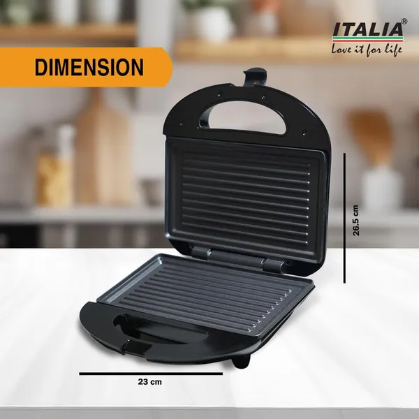 ITALIA_750W_Grill_Sandwich_Maker_&_Panini_Press_|_Non-Stick_Plates_for_Easy_Cleaning_|_Compact_Design_with_Handle_Lock_&_Cord_Storage_|_Overheat_Protection