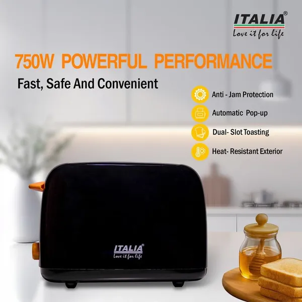 ITALIA_750W_2-Slice_Pop-Up_Toaster_|_6_Browning_Settings_with_Wide_Slots_&_Removable_Crumb_Tray