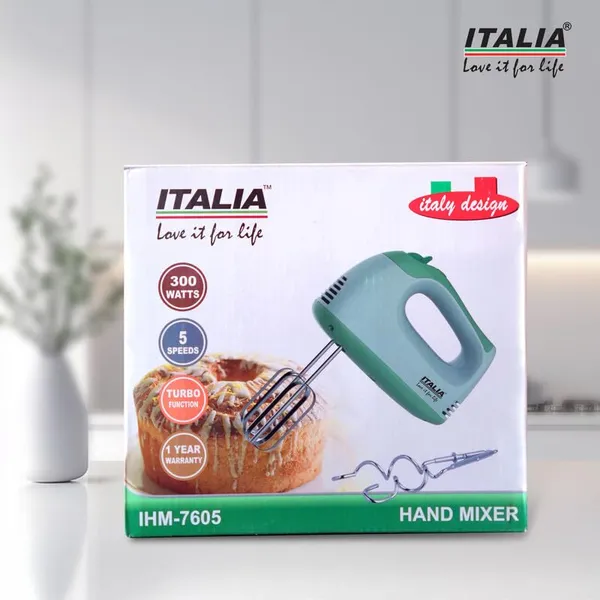 ITALIA_300W_Powerful_Electric_Hand_Mixer_|_5_Speed_Control_&_Turbo_Button_|_Copper_Motor,_Includes_Beaters_&_Dough_Hooks_|_for_Heavy_Duty_Mixing_&_Baking