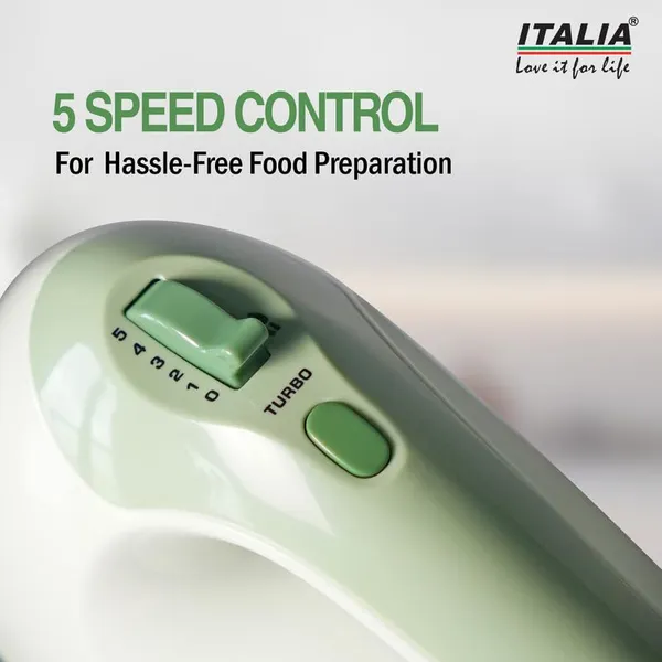 ITALIA_300W_Powerful_Electric_Hand_Mixer_|_5_Speed_Control_&_Turbo_Button_|_Copper_Motor,_Includes_Beaters_&_Dough_Hooks_|_for_Heavy_Duty_Mixing_&_Baking