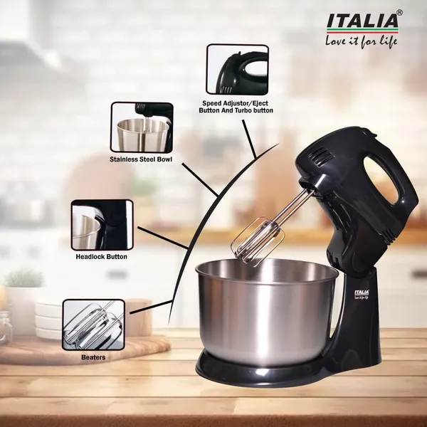 ITALIA_300W_2-in-1_Hand_&_Stand_Mixer_with_Stainless_Steel_Bowl_|_5_Speed_Control_with_Turbo_|_Electric_Mixer_for_Baking_&_Whipping