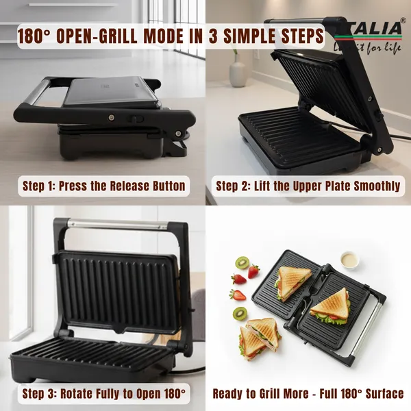 ITALIA_1500W_Jumbo_Grill_Maker_|__Open_Grill,_Non-Stick_Plates,_Fast_Heating,_Automatic_Temperature_Control,_Cool-Touch_Handle,_Multi-Purpose_Sandwich_&_BBQ_Griller_|_1-Year_Warranty