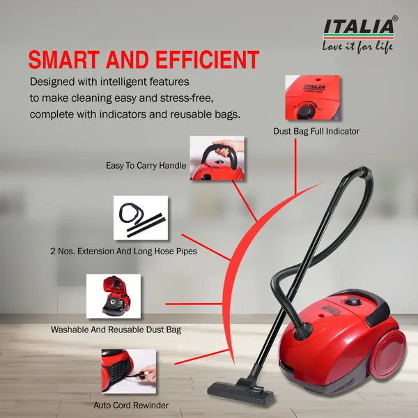 ITALIA_1500W_Canister_Vacuum_Cleaner_|_1.5L_Reusable_Dust_Bag_&_Bag-Full_Indicator_|_Auto_Cord_Rewind_|_for_Deep_Cleaning_of_Home,_Floors_&_Carpets
