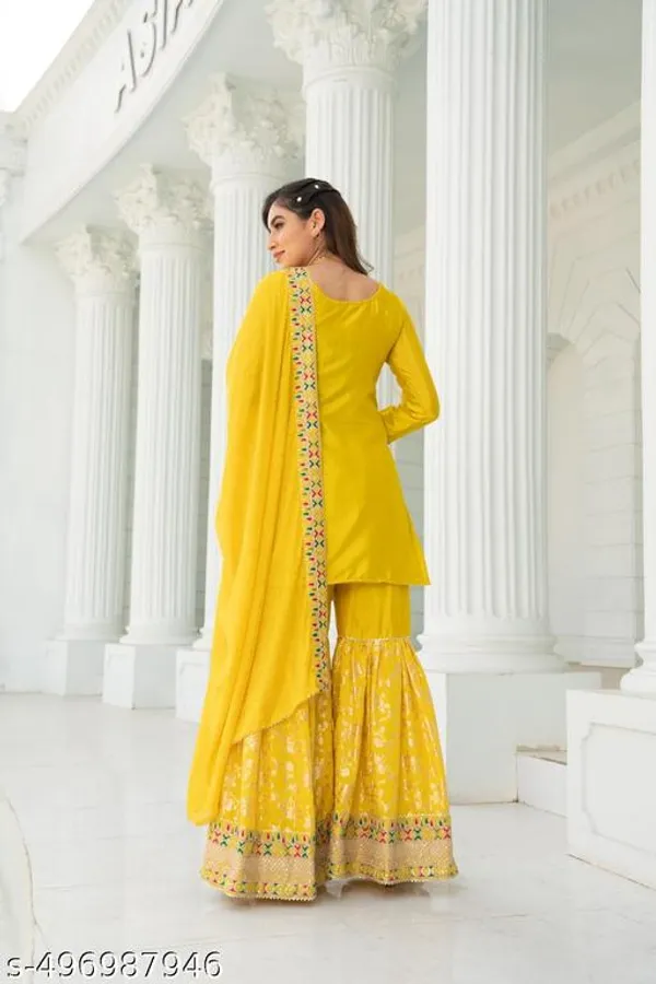 Yellow_Chinon_Fabrics_Unstitched_Suit_With_Stitched_Chinon_Gharara_And_Chinon_Dupatta_For_Women