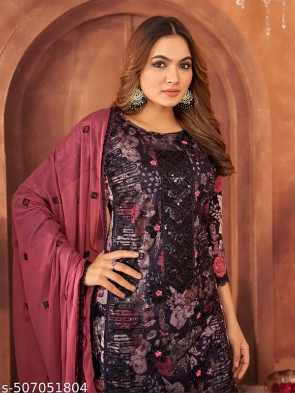 Black_Muslin_Fabric_Unstitched_Suit_With_Muslin_Dupatta_And_Rayon_Bottom_For_Women