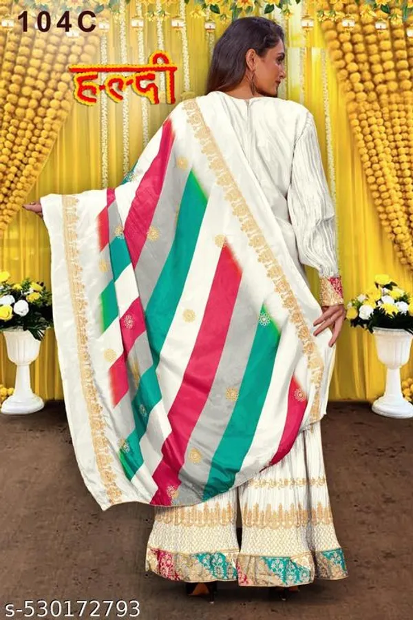 White_Unstitched_Suit_With_Stitched_Chinon_Sharara_And_Chinon_Dupatta_For_Women